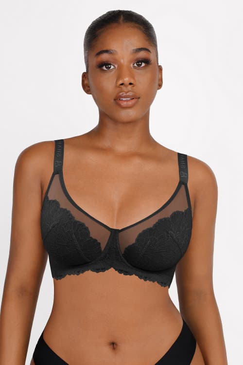 Shapellx Supportive Unlined Lace Underwired Bra In Classic Black