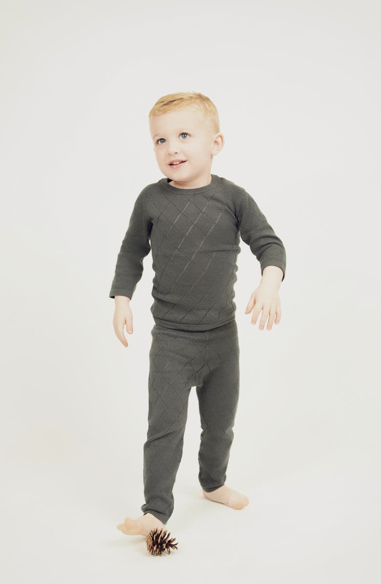 Manière Diamond Pointelle Sweater & Pants Set, Alternate, color, Beige