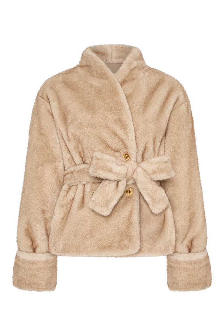 Faux Fur Jacket, Alternate, color, BEIGE