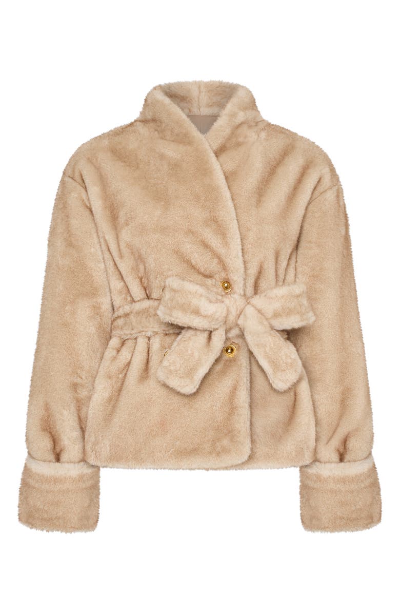 Milly Faux Fur Jacket, Alternate, color, Beige