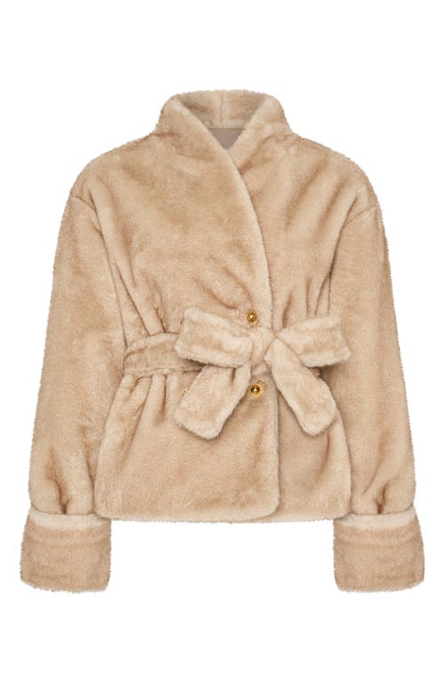 Milly Faux Fur Shawl Jacket In Neutral