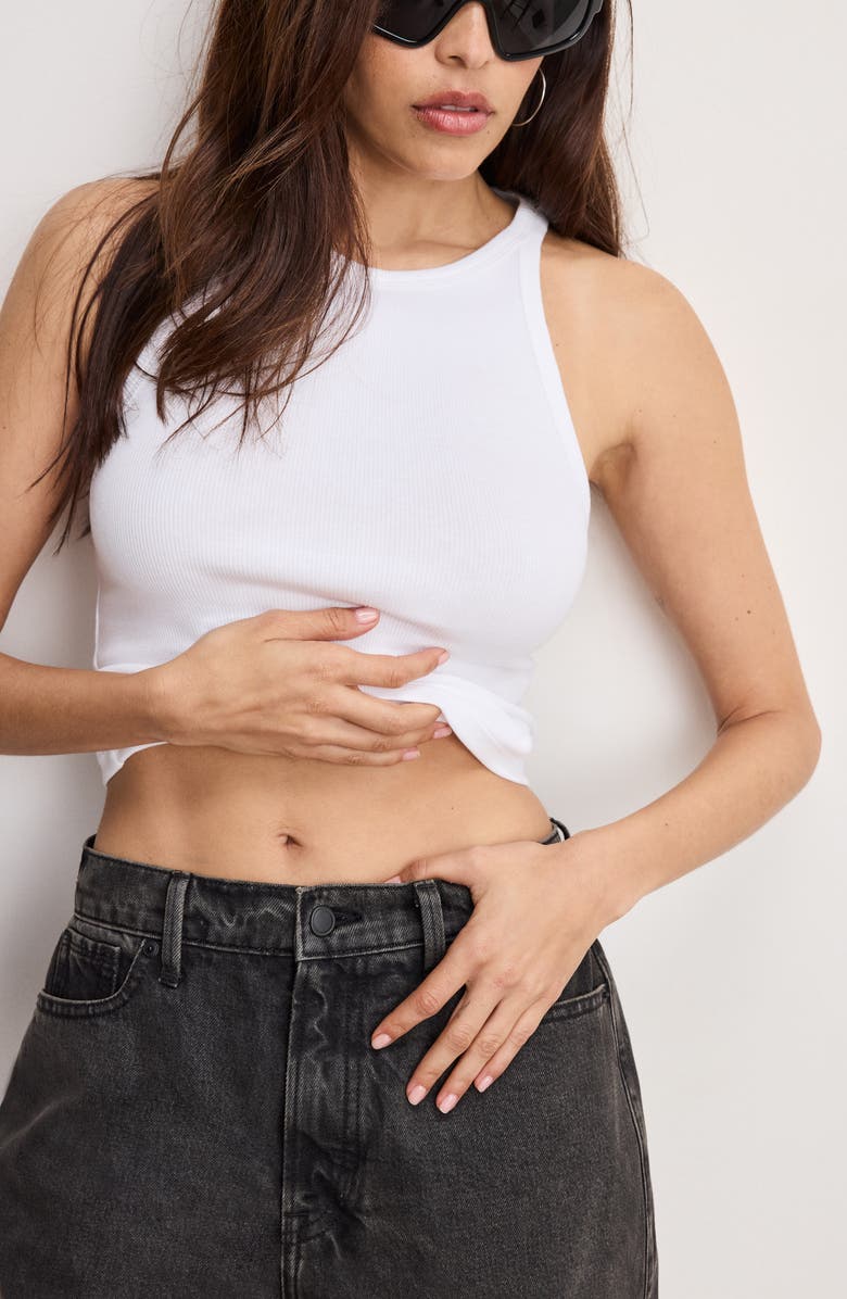 Good American Good Extreme Raw Hem Denim Barrel Shorts, Alternate, color, Black398