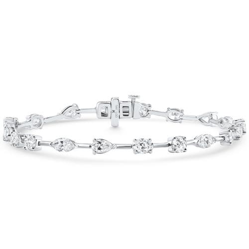 Bliss Diamond 8ct Mixed Cut Diamond Tennis Bracelet 7" 14k Gold Lab Grown In Silver