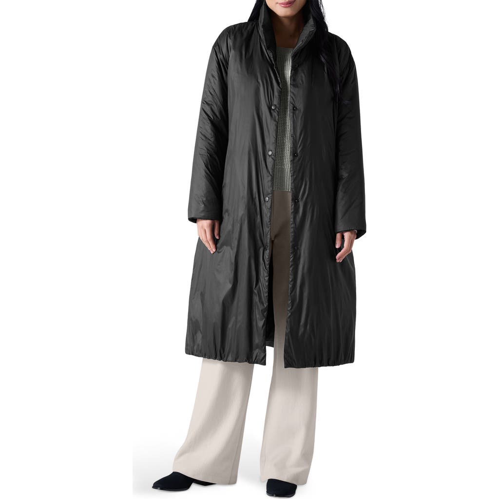 Eileen Fisher High Collar Insulated Coat In Black