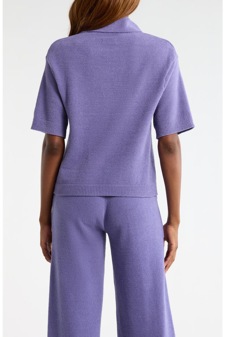 Keslyn Johnny Collar Knit Polo, Alternate, color, DUSTED IRIS