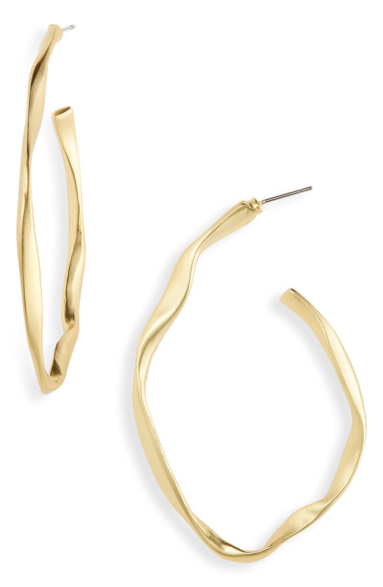 Karine Sultan Irregular Hoop Earrings, Main, color, Gold