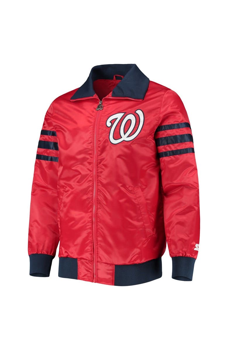 STARTER Men's Starter Red Washington Nationals The Captain II Full-Zip Varsity Jacket, Alternate, color, 
