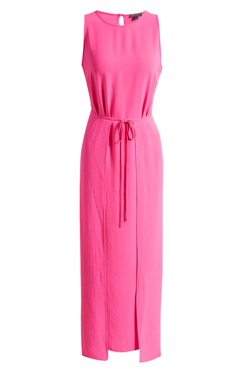 Vince Camuto Tie Front Faux Wrap Dress, Alternate, color, Hot Pink