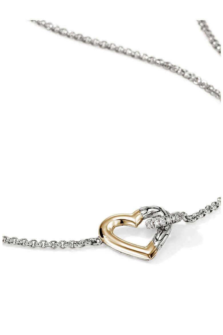 Essentials Heart Linked Necklace, Alternate, color, SILVER