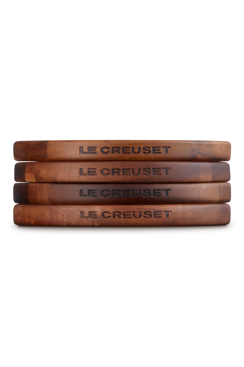 Set of 4 Magnetic Acacia Wood Trivets, Alternate, color, WOOD