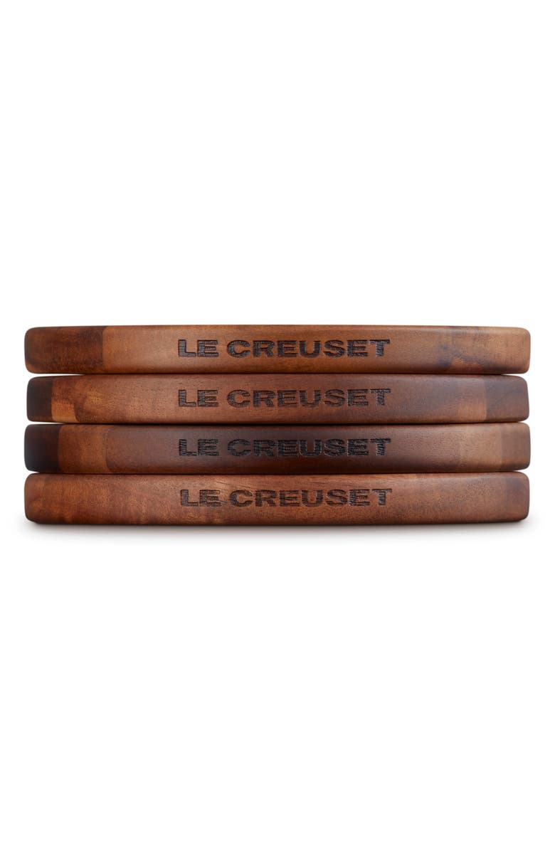 Le Creuset Set of 4 Magnetic Acacia Wood Trivets, Alternate, color, Wood