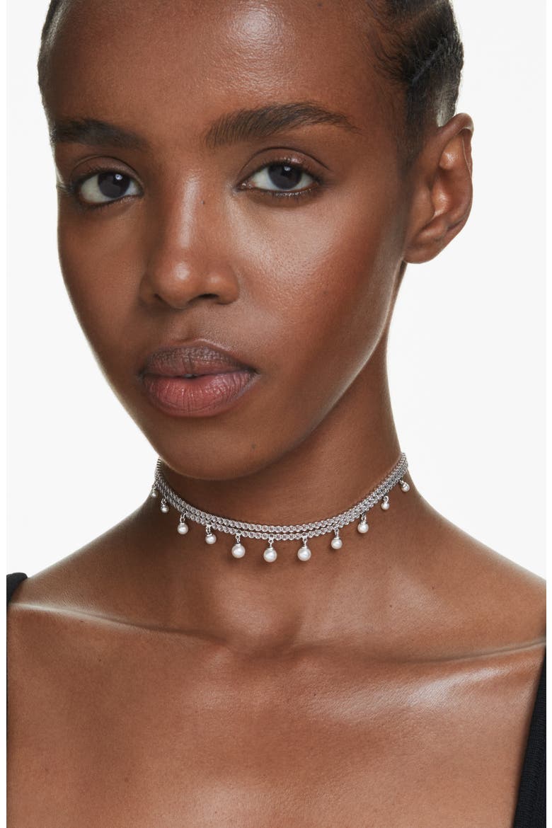 x Ariana Grande Crystal & Faux Pearl Choker, Alternate, color, WHITE