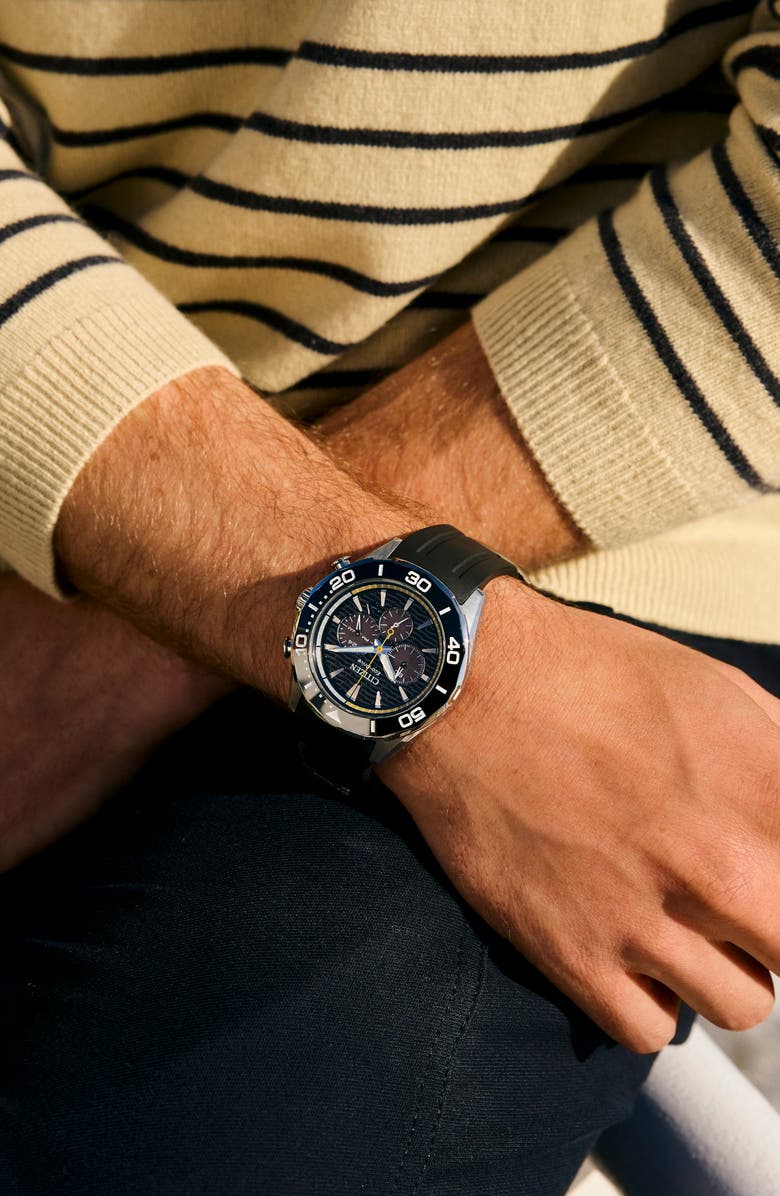 Citizen Endeavor Eco-Drive Chronograph Synthetic Strap Watch, 43mm, Alternate, color, 