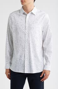 Nordstrom Ditsy Floral Long Sleeve Stretch Cotton Blend Button-Up Shirt