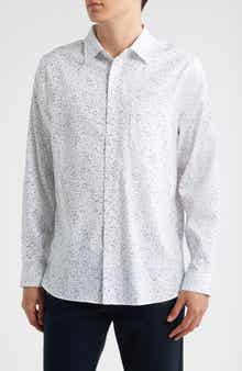 Nordstrom Ditsy Floral Long Sleeve Stretch Cotton Blend Button-Up Shirt