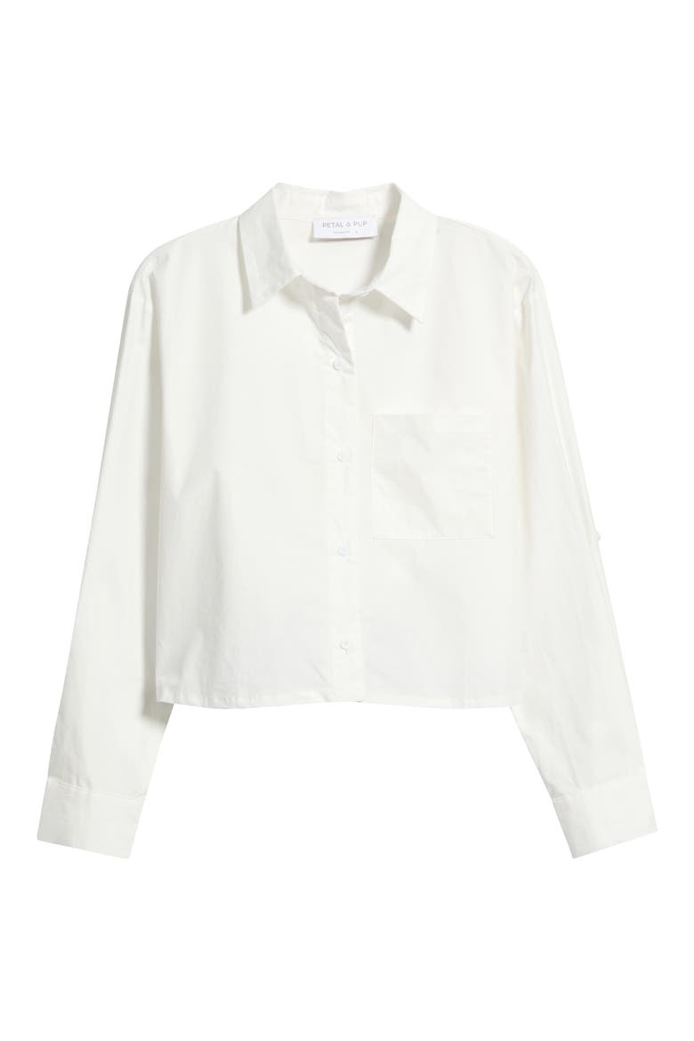 Bronagh Crop Button-Up Shirt, Alternate, color, WHITE