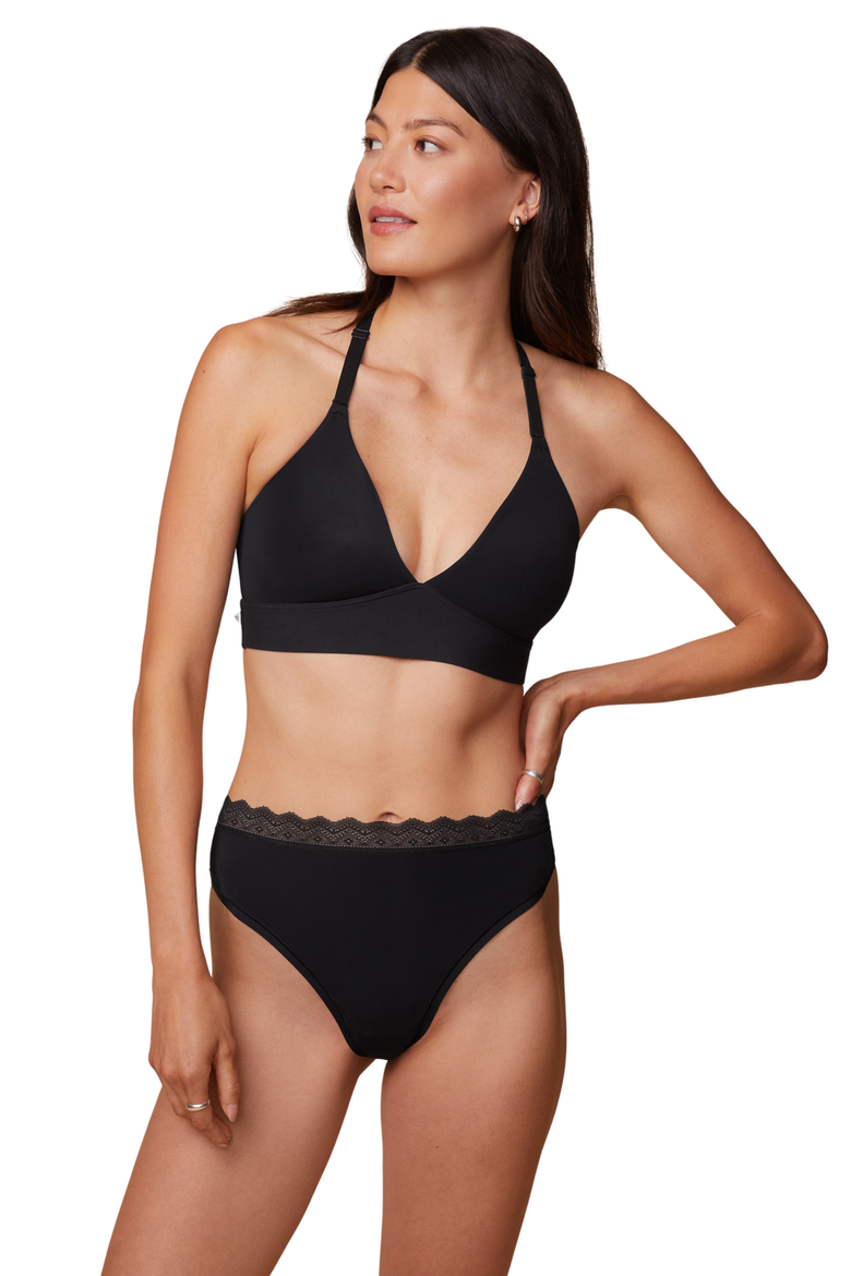Bliss Lace Halterneck Bralette, Main, color, Black