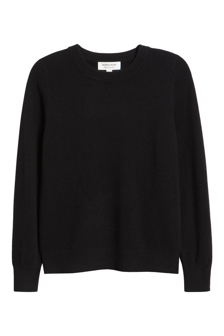Cashmere Crewneck Sweater, Main, color, BLACK ROCK