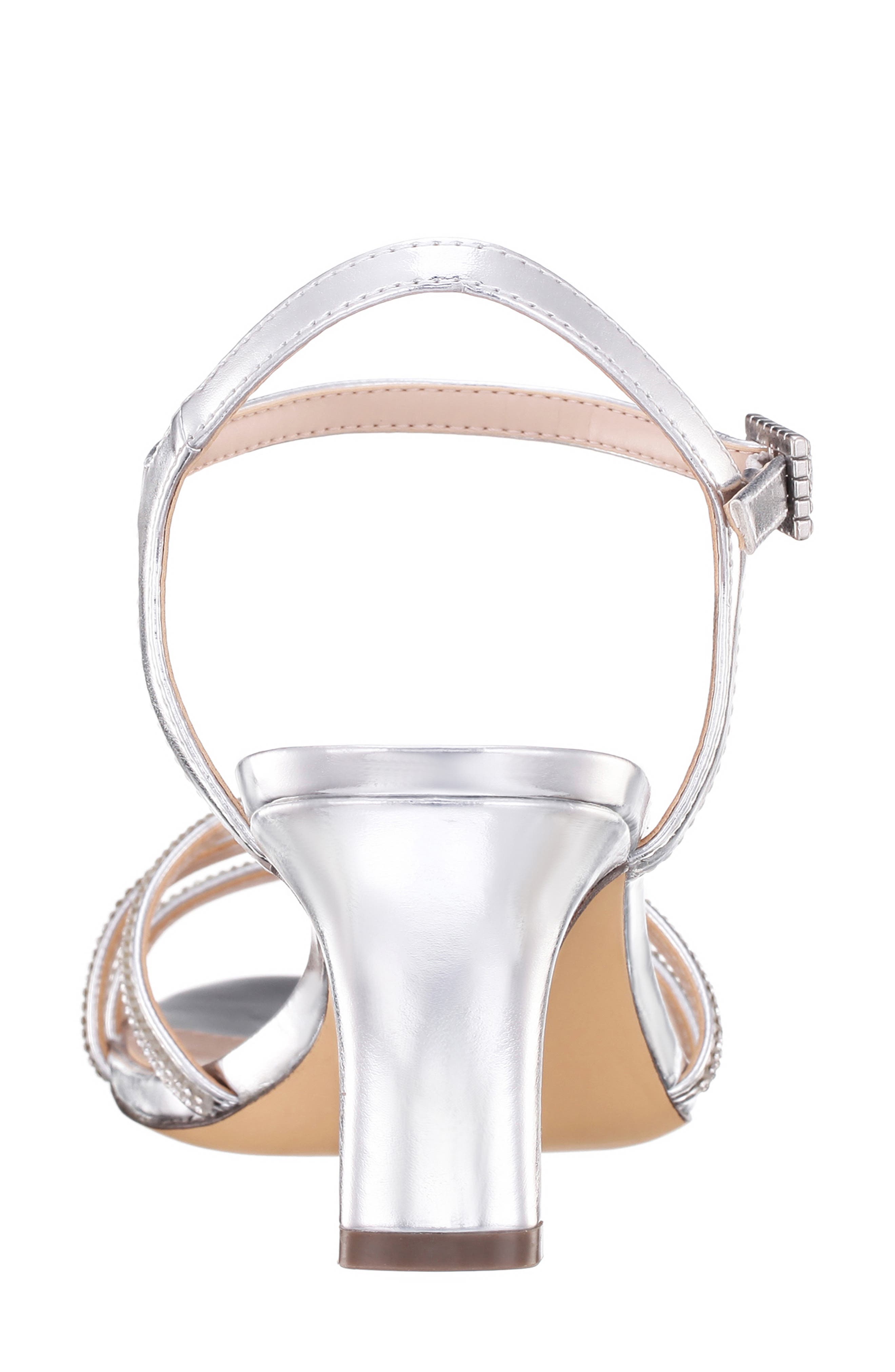 Nina Bobby Embellished Ankle Strap Sandal, Alternate, color, Silver