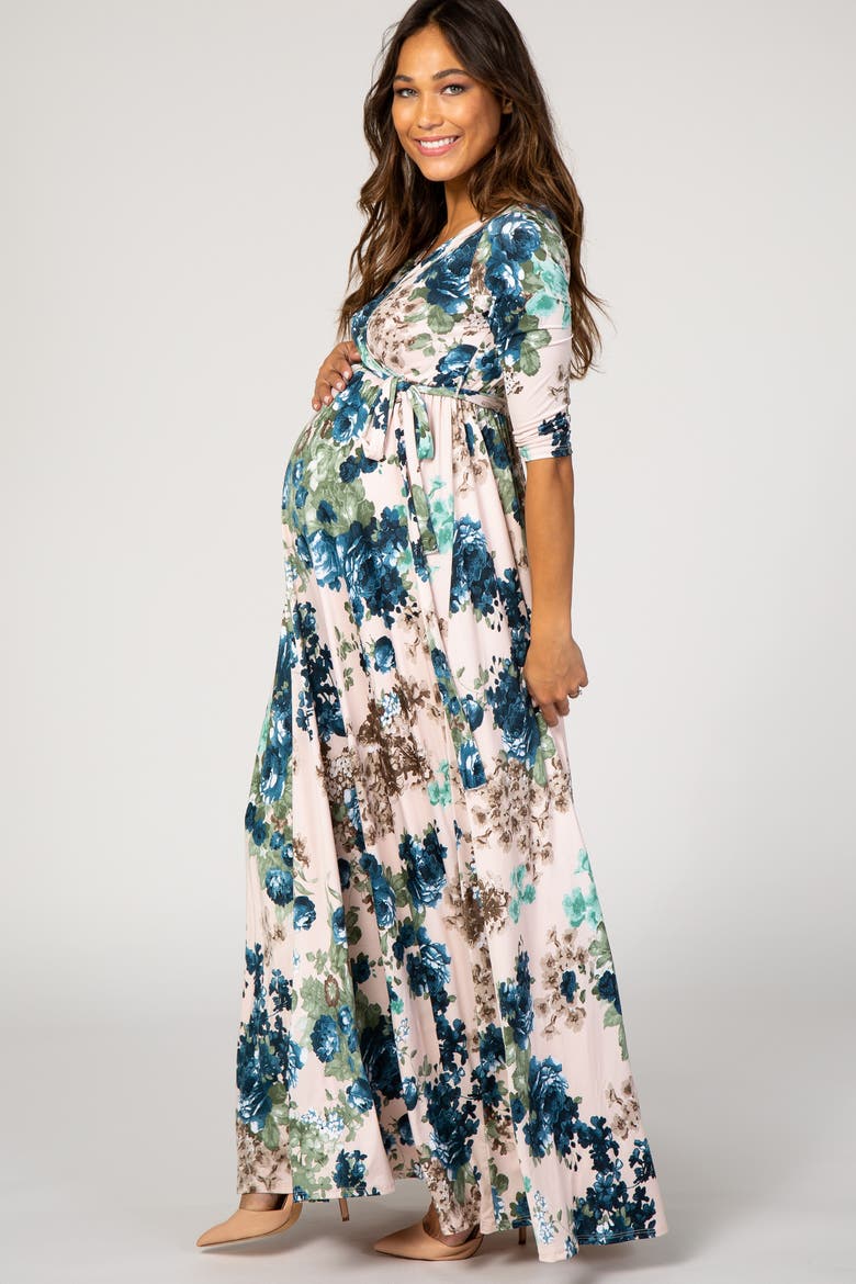 Floral Sash Tie Dress, Alternate, color, Light Pink