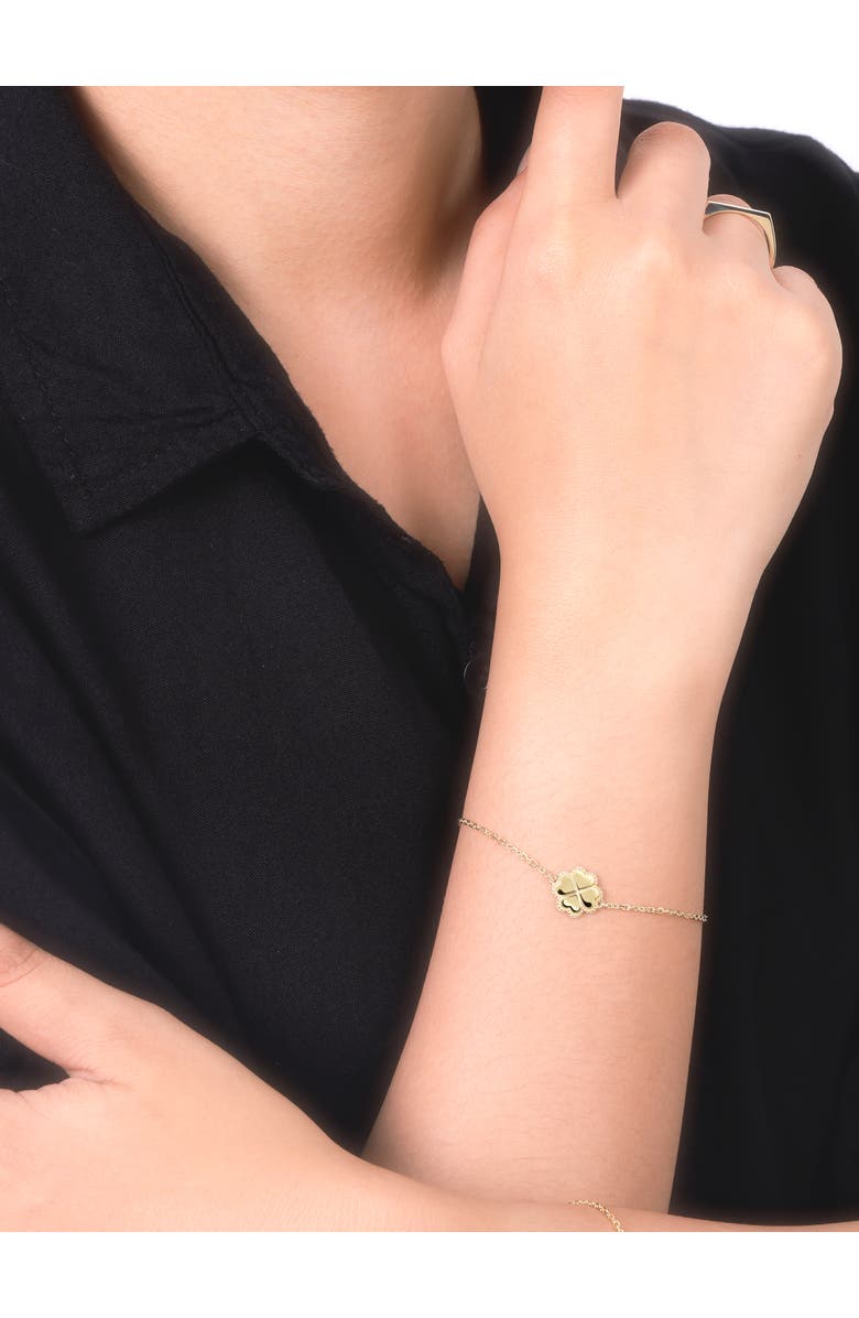 DEVATA Clover Heart Chain Bracelet in 14K Gold, Alternate, color, Yellow Gold