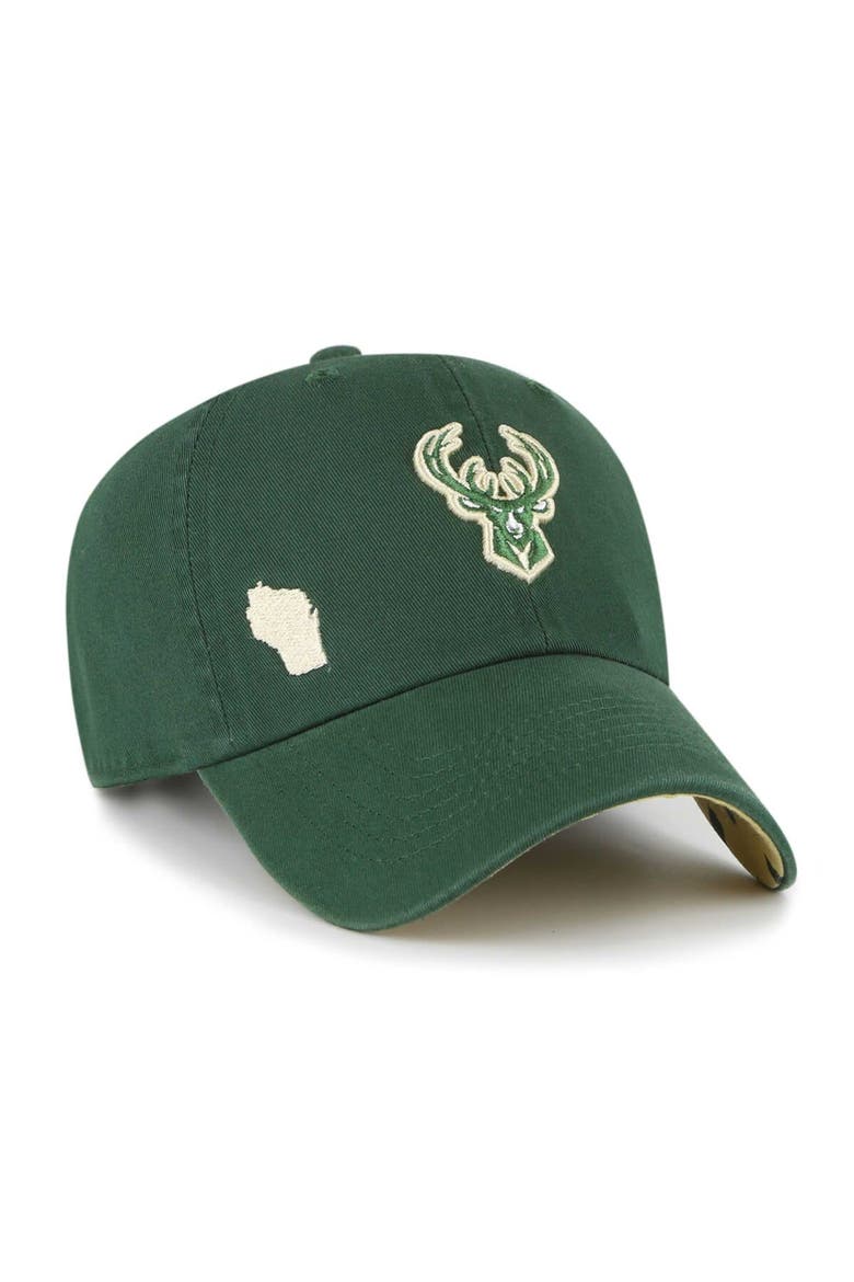 Women's '47  Hunter Green Milwaukee Bucks Confetti Undervisor Clean Up Adjustable Hat, Main, color, Hunter Green