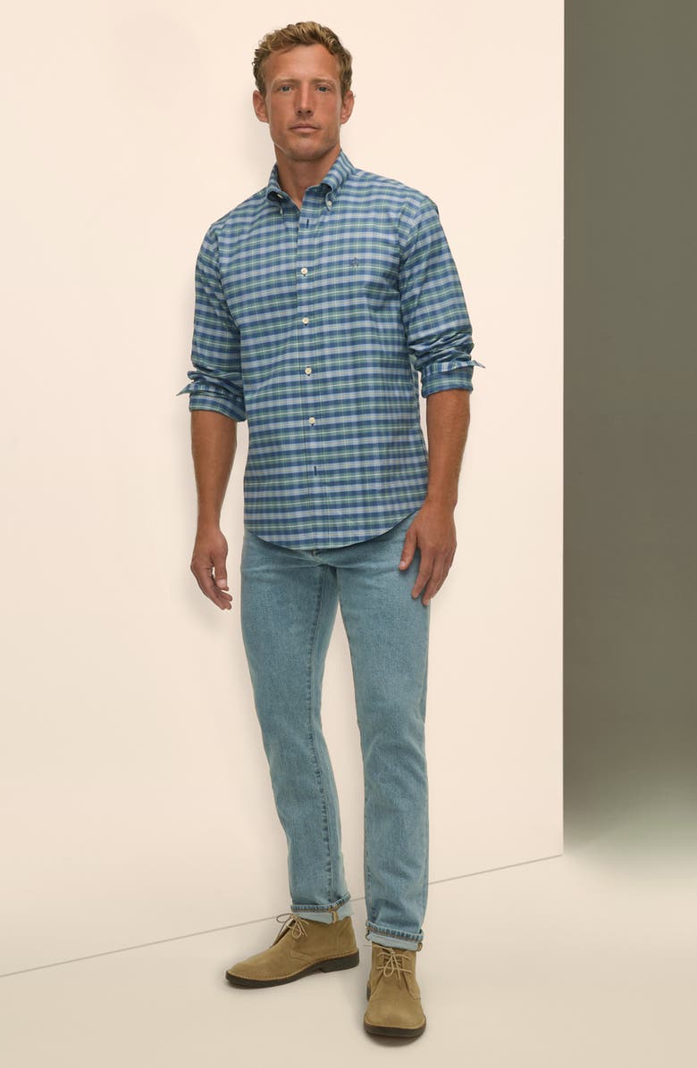 Brooks Brothers Plaid Regular Fit Stretch Button Down Shirt, Alternate, color, Arctictartan