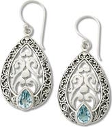 SAMUEL B. Engraved Blue Topaz Drop Earrings