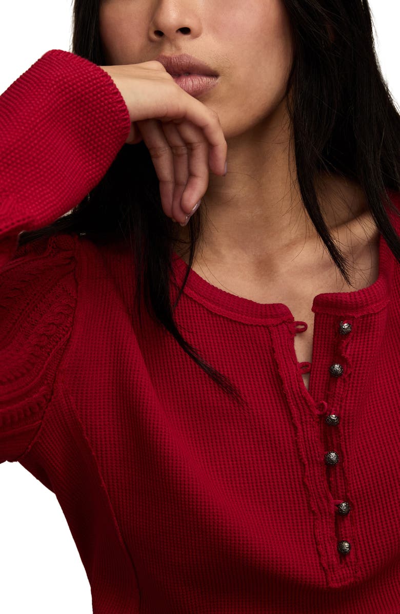 Lucky Brand Waffle Stitch Henley, Alternate, color, Jester Red