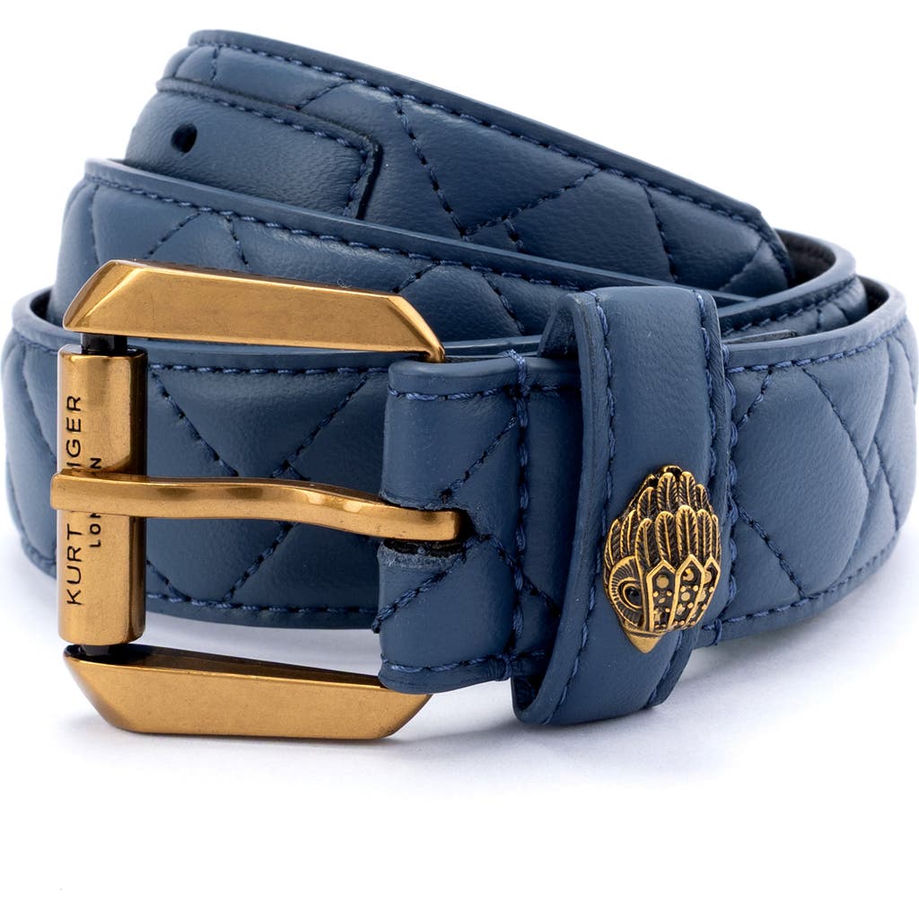 Kurt Geiger London Microquilt Leather Hip Belt In Blue