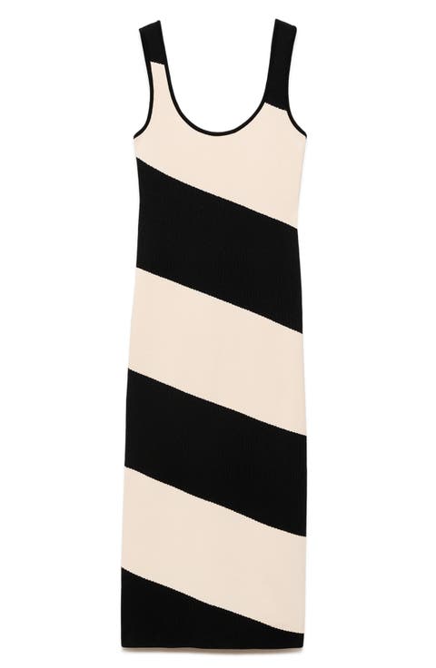 Stripe Sleeveless Knit Midi Dress