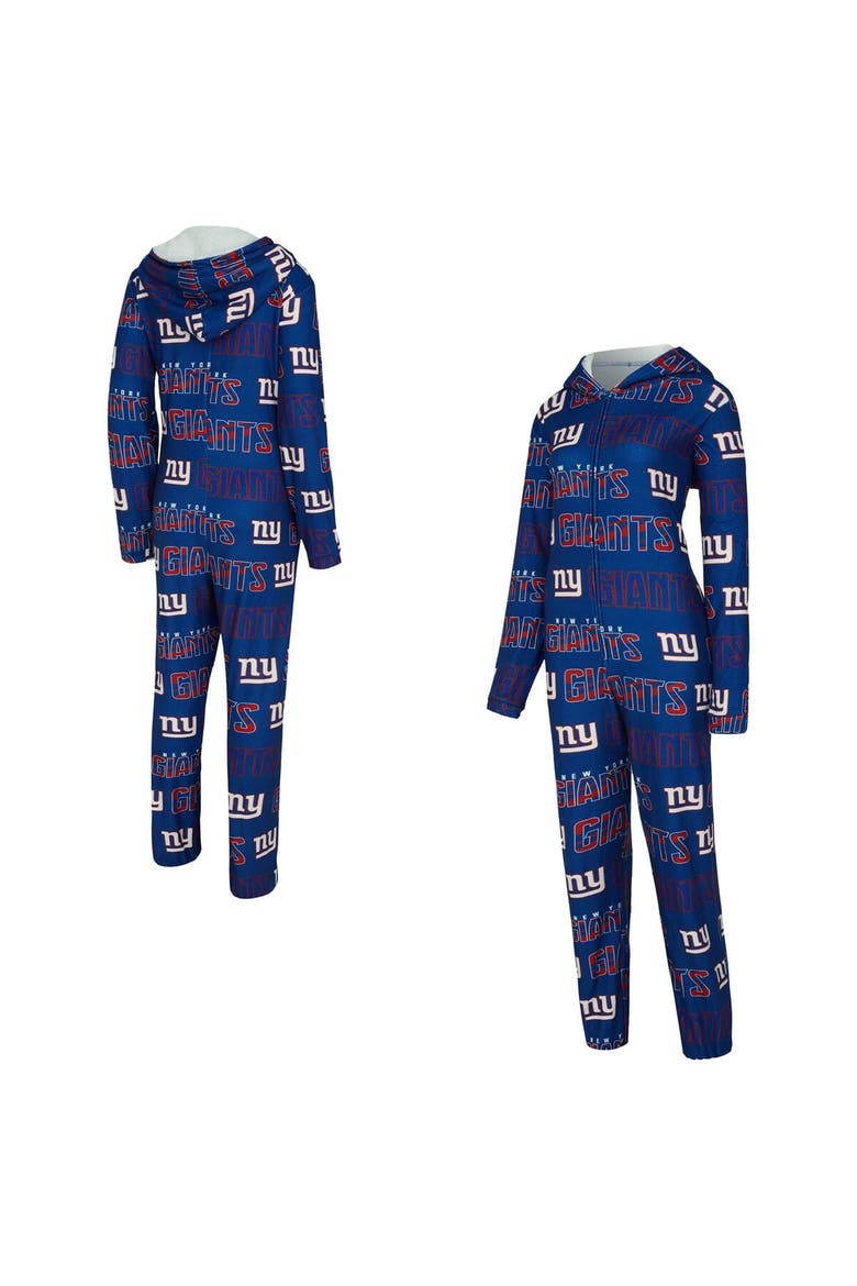 Women's Concepts Sport  Royal New York Giants Roadway Allover Print Microfleece Full-Zip Union Suit, Main, color, Royal