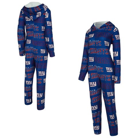 Women
s Concepts Sport  Royal New York Giants Roadway Allover Print Microfleece Full-Zip Union Suit