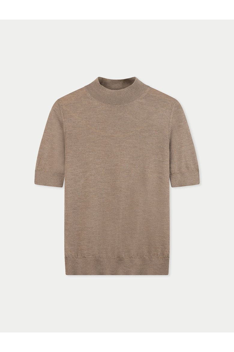 Cashmere Silk Shirt with High Neck, Main, color, timber wolf