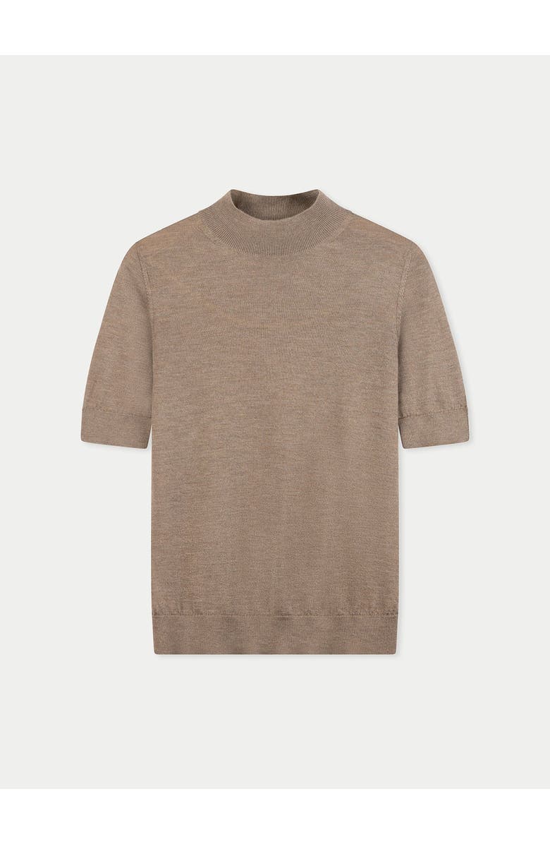 Gobi Cashmere Cashmere Silk Shirt with High Neck, Main, color, Timber Wolf