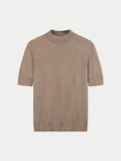 Cashmere Silk Shirt with High Neck