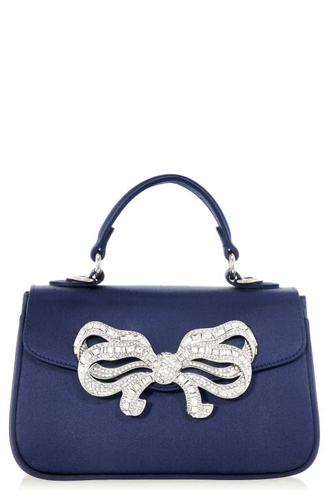 Satin Bow Top Handle Bag
