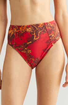 L'AGENCE Vanessa Red Jungle High Waist Bikini Bottoms