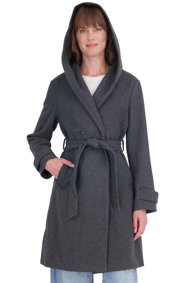 Faux Wool Oversized Hood Trench Coat, Alternate, color, CHARCOAL