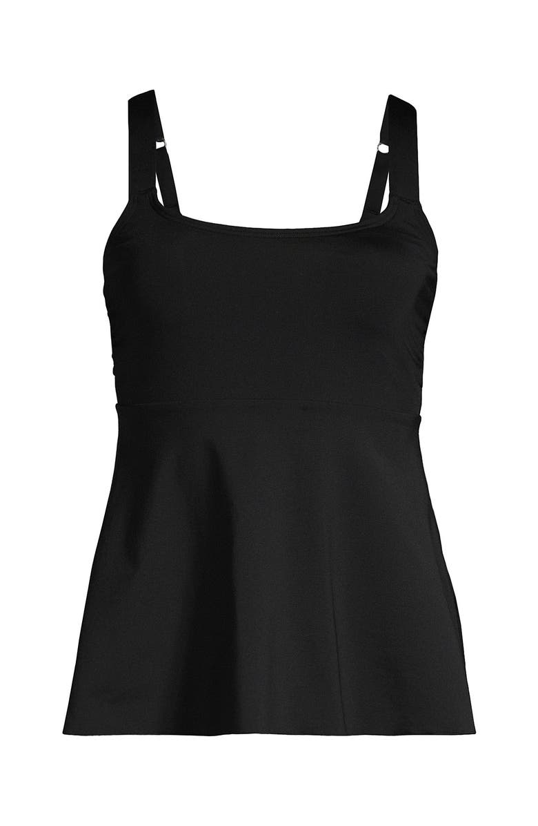 Lands' End Plus Size DD-Cup Flutter Scoop Neck Tankini Top Comfort Adjustable Straps, Alternate, color, Black