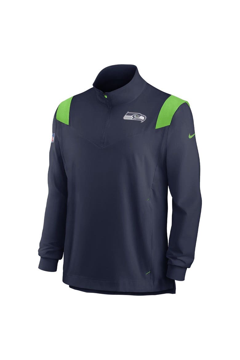 Men's Nike College Navy Seattle Seahawks Sideline Coach Chevron Lockup Quarter-Zip Long Sleeve Top, Alternate, color, Navy