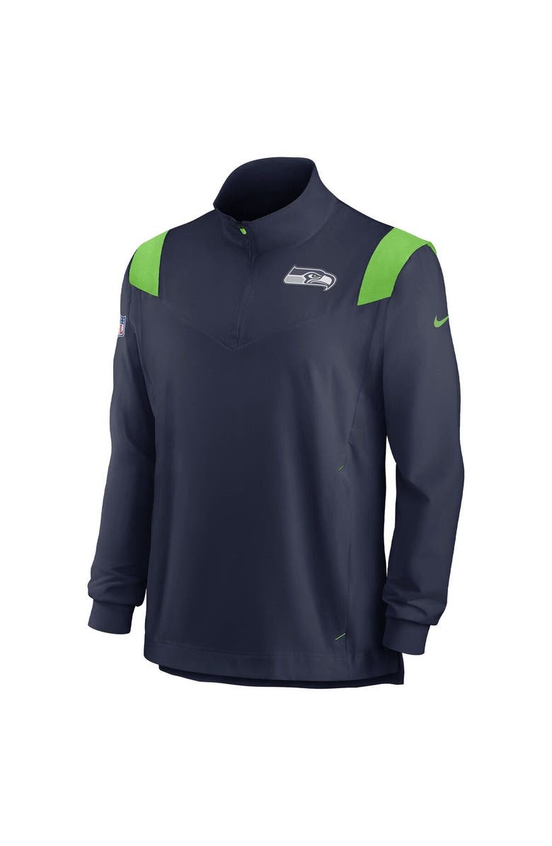 Nike Men's Nike College Navy Seattle Seahawks Sideline Coach Chevron Lockup Quarter-Zip Long Sleeve Top, Alternate, color, Navy