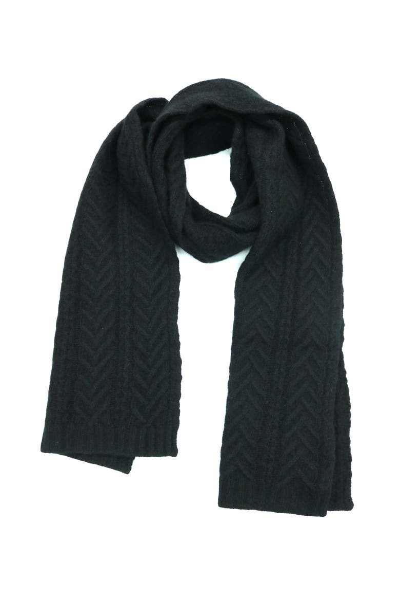 Cashmere scarf in fancy stitch, Main, color, BLACK