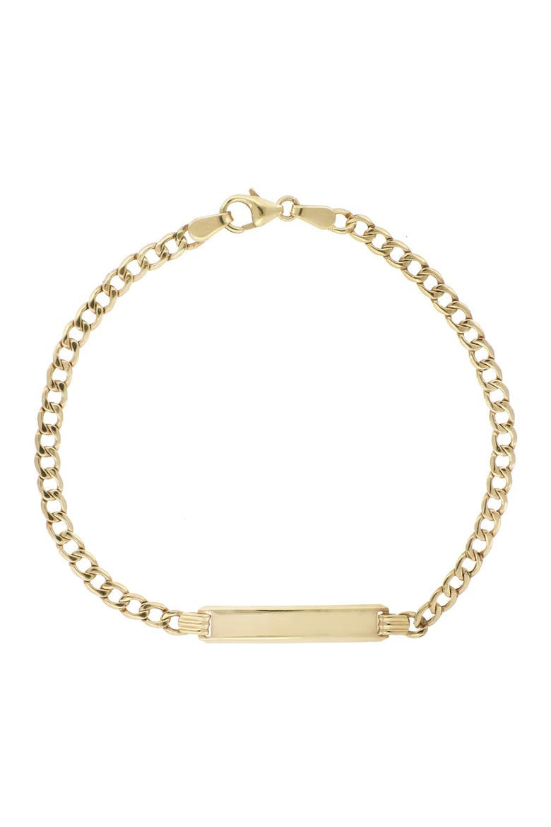 14K Yellow Gold Engravable ID Tag Curb Link Chain Bracelet, Main, color, 14KY
