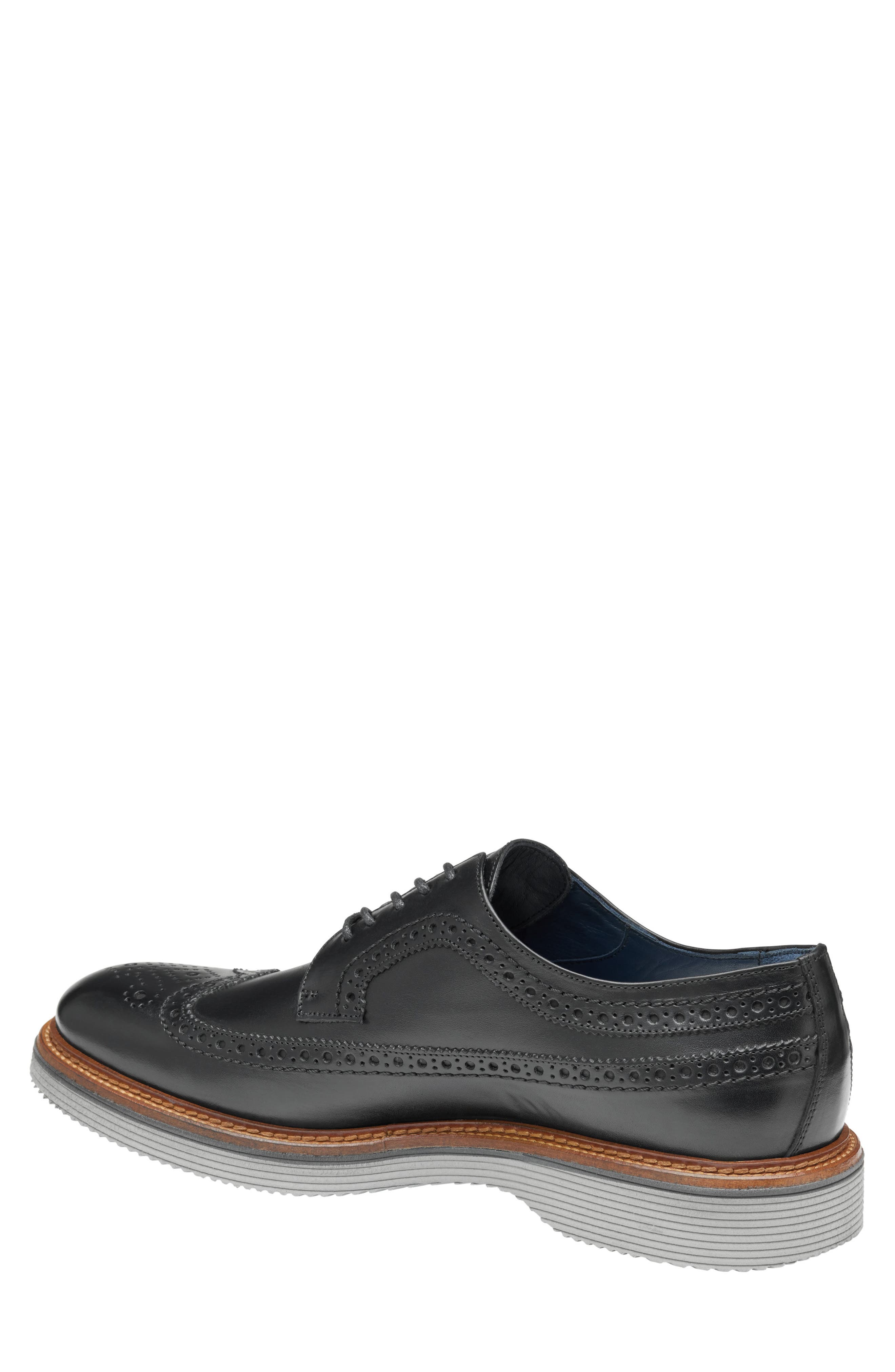 Johnston & Murphy Jenson Longwing Derby, Alternate, color, Black Italian Calfskin