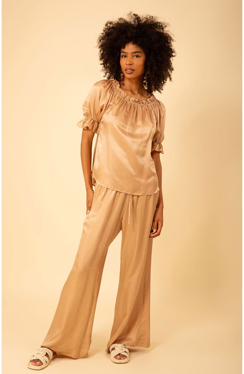 Hale Bob Tatum Solid Charmeuse Balloon Sleeve Top, Alternate, color,