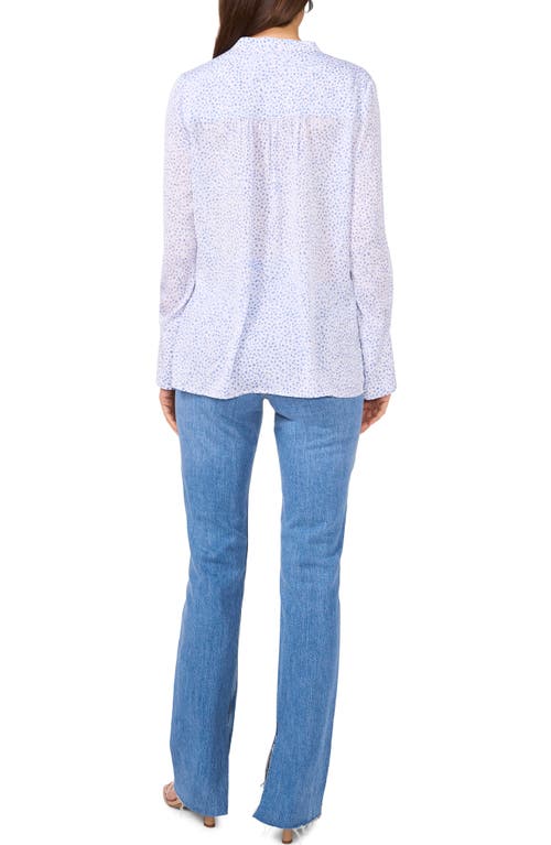 Vince Camuto Dot Print V-neck Split Cuff Top In Lake Breeze