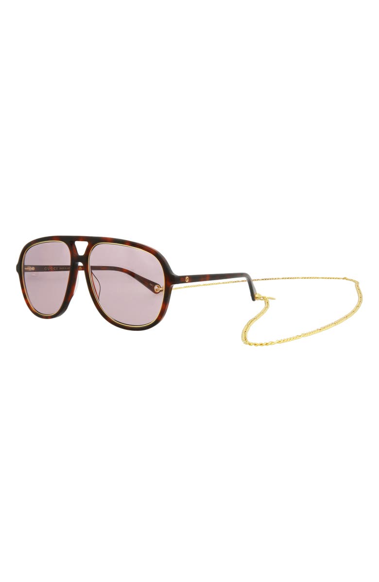 Gucci 57mm Novelty Navigator Sunglasses, Alternate, color, 