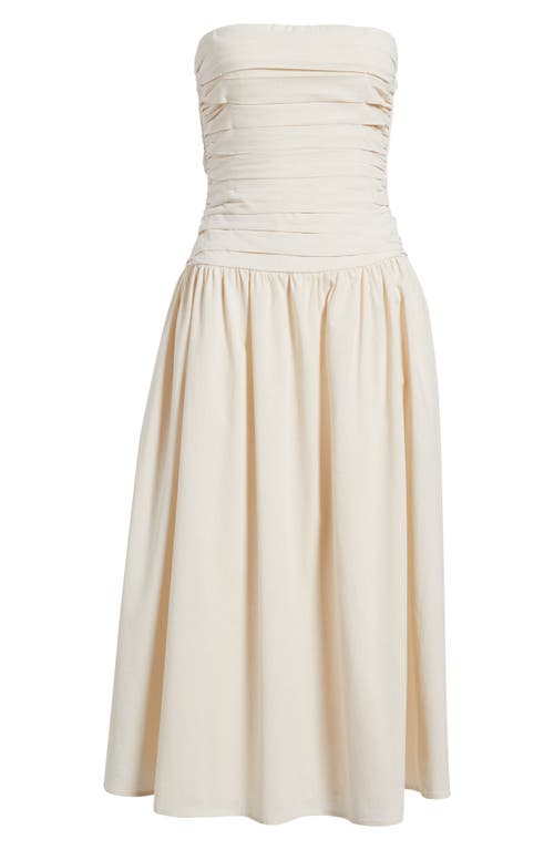 Moon River Pleated Strapless Maxi Dress In Natural