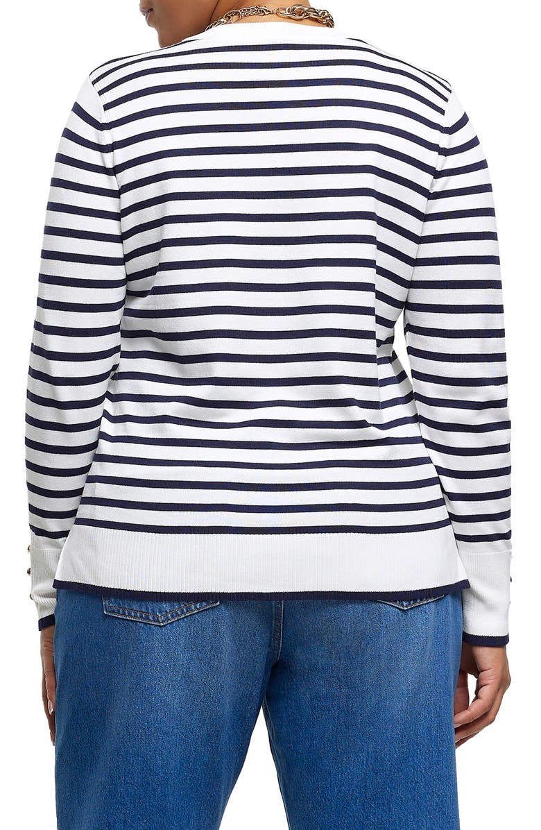 River Island Stripe Crewneck Sweater, Alternate, color, 